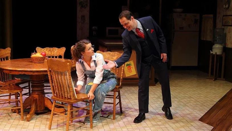 Maggie Lou Rader (seen here as Ellen Reed opposite Jim Stanek as Alex P. Keaton in the Human Race Theatre's Company's 2017 production of "Family Ties") will portray Abby in the Human Race's local premiere of Sean Grennan's romantic dramedy "Now and Then." The production will be streamed April 28-May 9 on Broadway on Demand. CONTRIBUTED