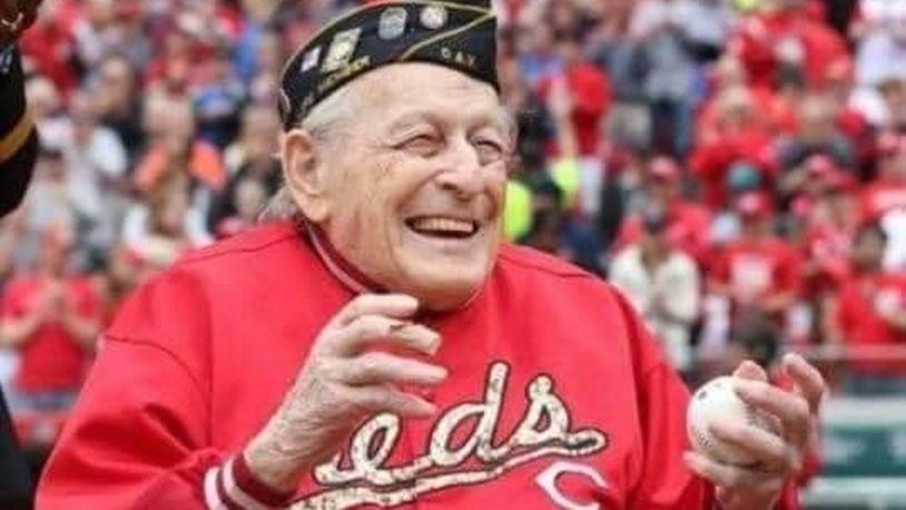 Edgar Moorman honored at home plate of Great American Ball Park in Cincinnati. CONTRIBUTED