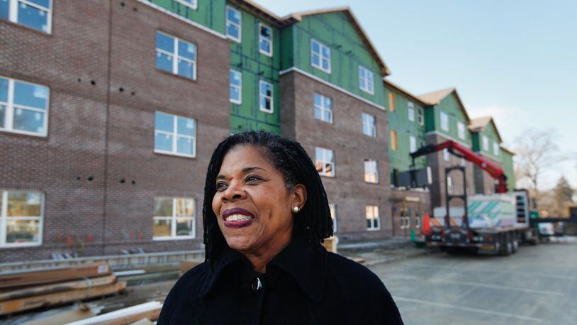 The Rev. Vanessa Ward, president of Omega Community Development Corporation, is leading the redevelopment of the 30-acre former United Theological Seminary. The development includes a nearly-completed $13 million senior housing complex and the organization will soon break ground on a new $11.5 million Hope Center for Families. CHRIS STEWART / STAFF