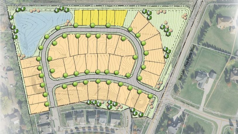 Several residential subdivision are starting to que up for reviews by the Springboro Planning Commission in the coming months. This is a preliminary plan for the Stoneridge subdivision off Ohio 73 and Red Lion-Five Points Road. CONTRIBUTED/CITY OF SPRINGBORO