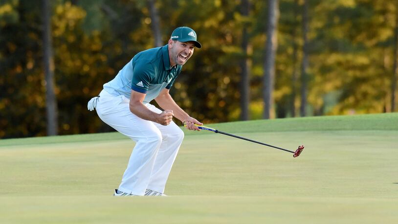 AUGUSTA, GA - APRIL 09:  Sergio Garcia of Spain celebrates after defeating Justin Rose (not pictured) of England on the first playoff hole during the final round of the 2017 Masters Tournament at Augusta National Golf Club on April 9, 2017 in Augusta, Georgia.  (Photo by Harry How/Getty Images)