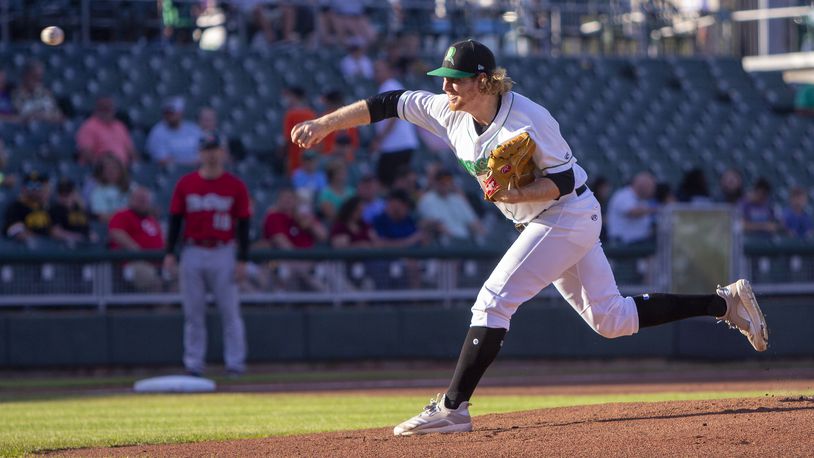 Dragons starter Noah Davis earned his first win with six scoreless and one-hit innings and seven strikeouts Wednesday night against Fort Wayne at Day Air Ballpark. Jeff Gilbert/CONTRIBUTED